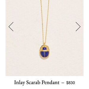 Pamela Love 14kt gold blue lapis scarab pendant necklace EUC